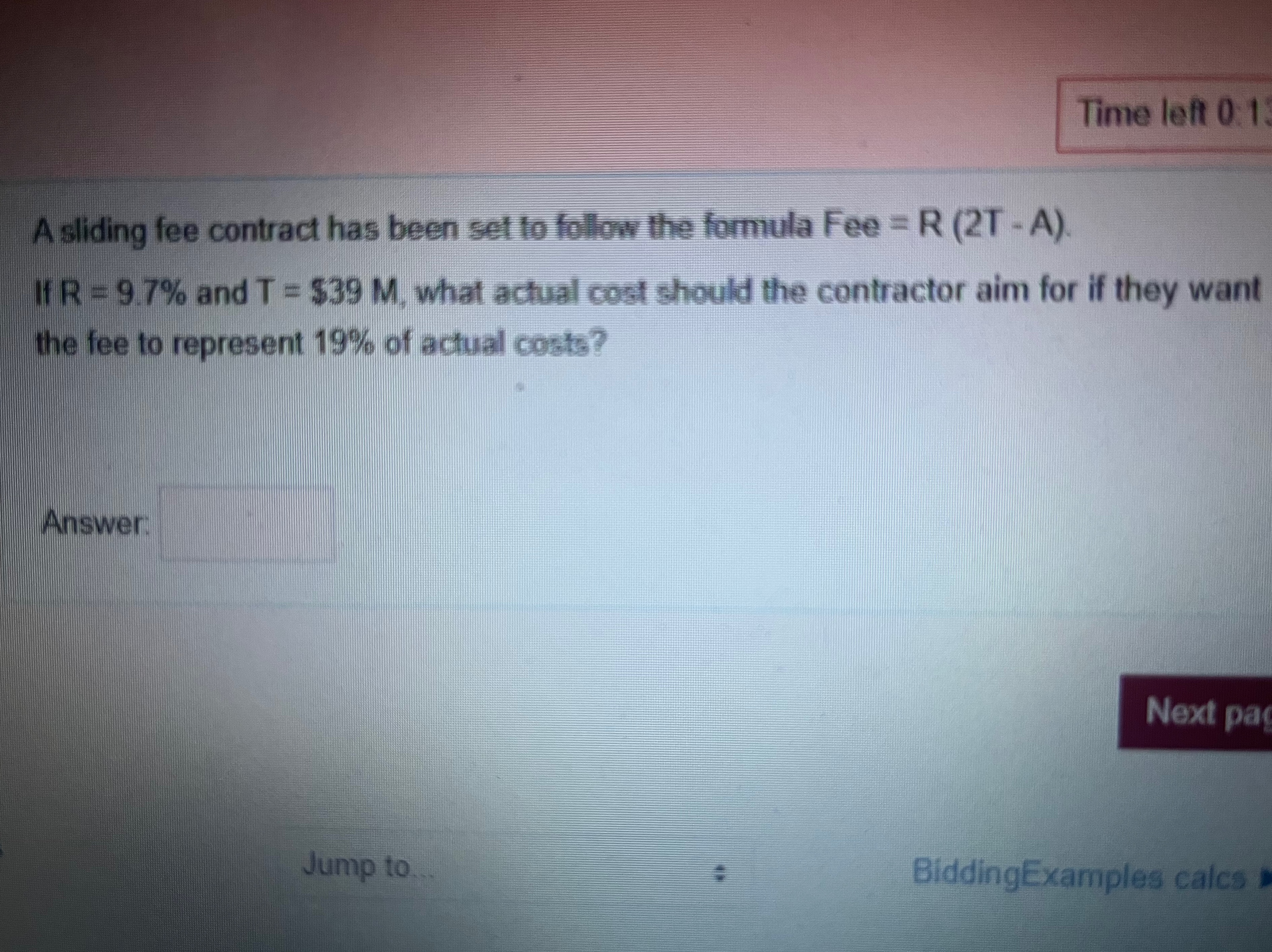 A sliding fee contract has been set to follow the