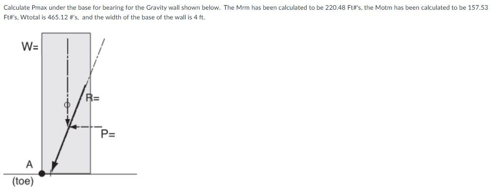 Calculate Pmax under the base for bearing for the
