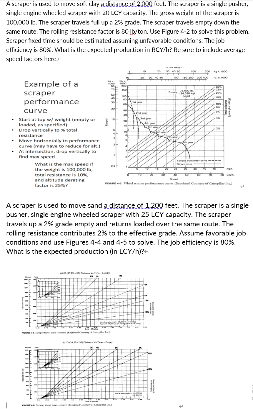 A scraper is used to move sand a distance of 1 ,