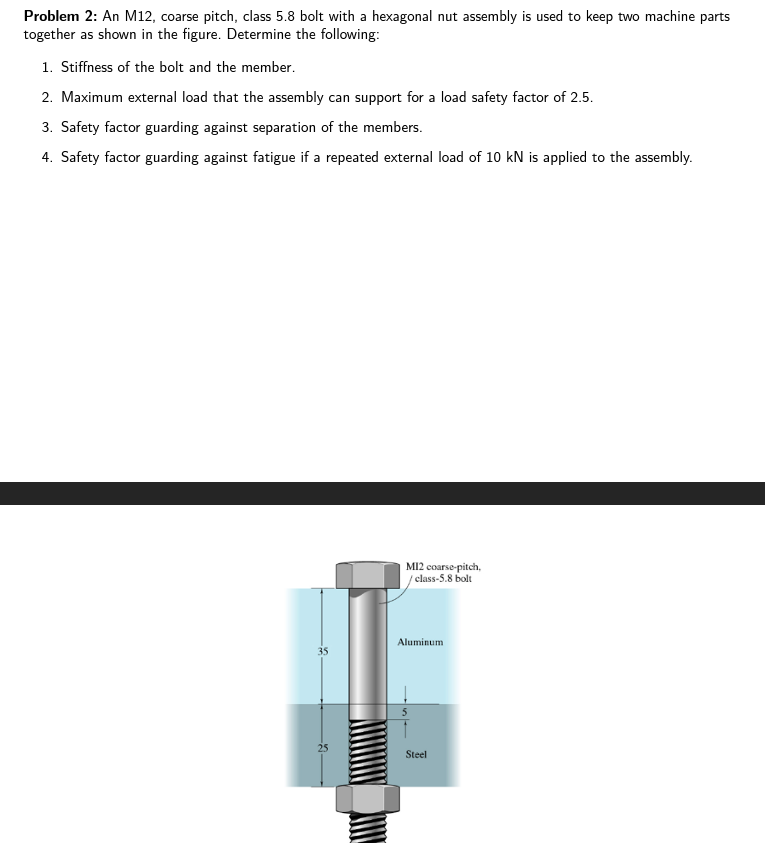 Problem 2 : An M 1 2 , coarse pitch, class 5 . 8