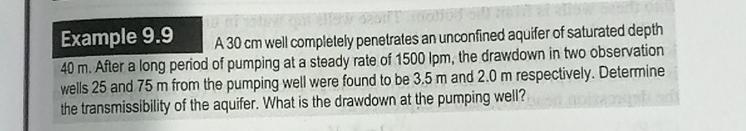 Example 9 . 9 A 3 0 c m well completely
