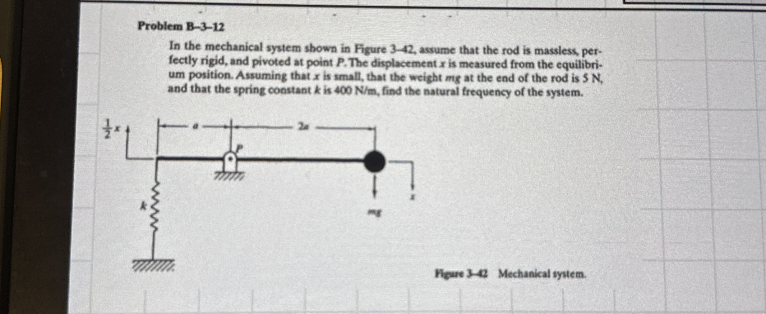 Problem B - 3 - 1 2 In the mechanical system