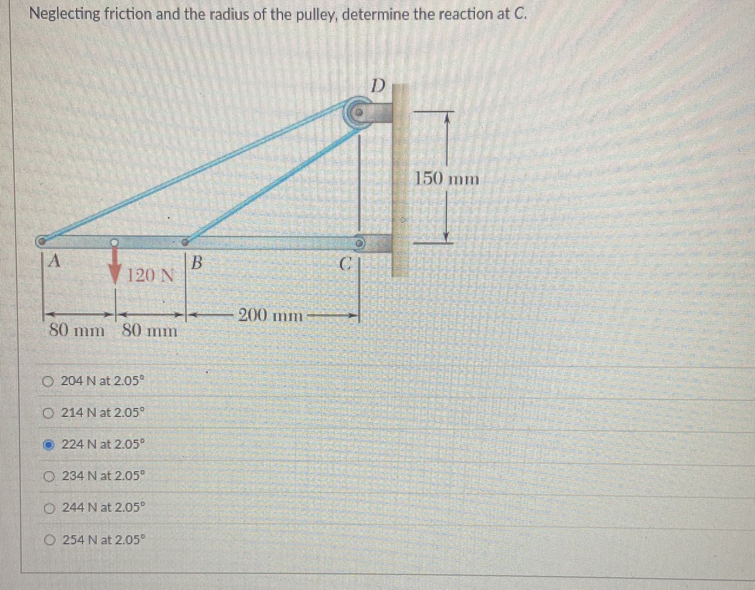 Neglecting friction and the radius of the pulley,