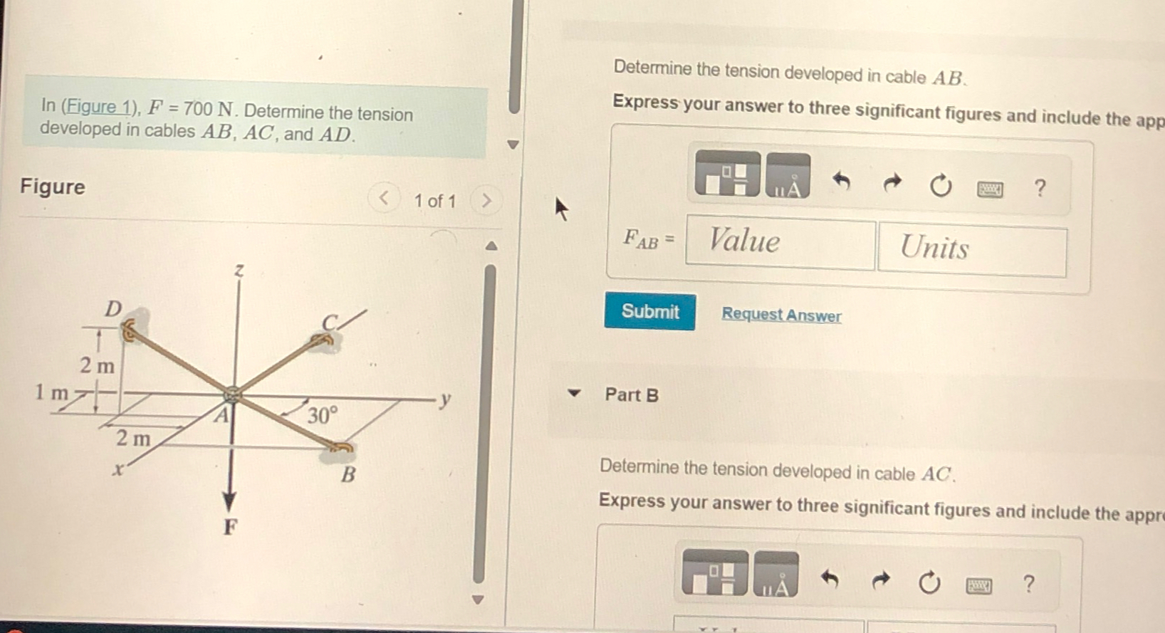 In ( Figure 1 ) , F = 7 0 0 N . Determine the
