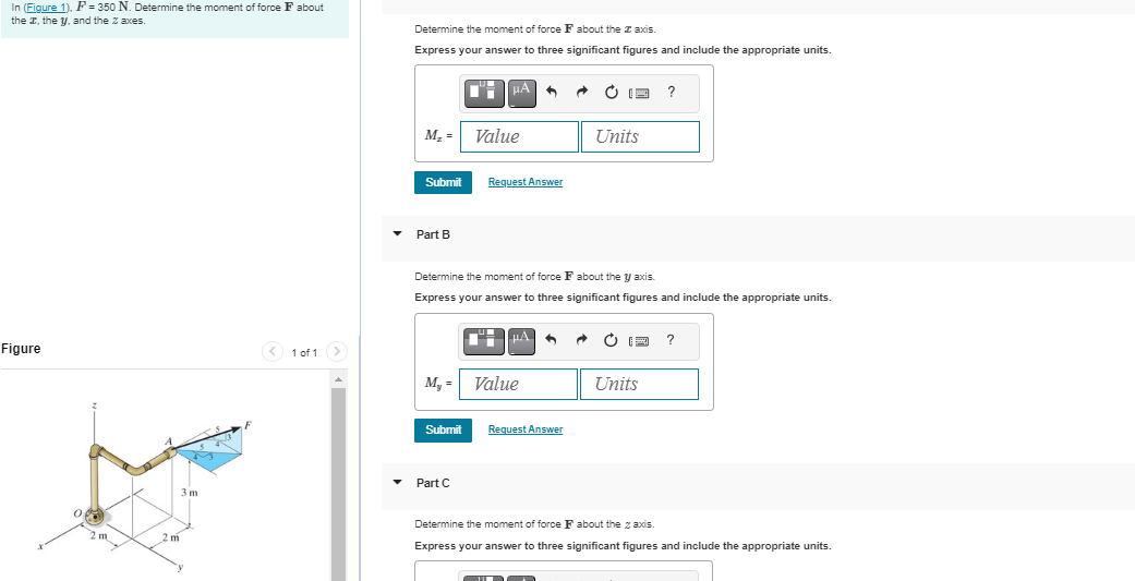 In Figure 1 , F 1 = 3 5 0 N . Determine the