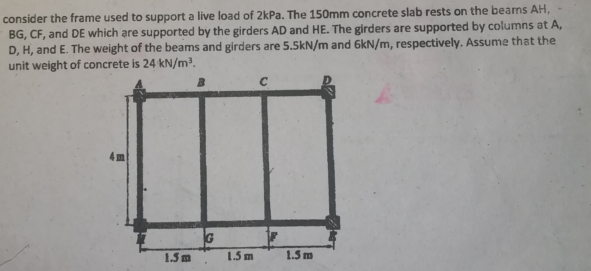 1 . The exterior beams, including its own weight,