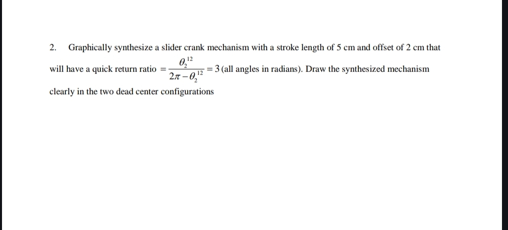 Graphically synthesize a slider crank mechanism