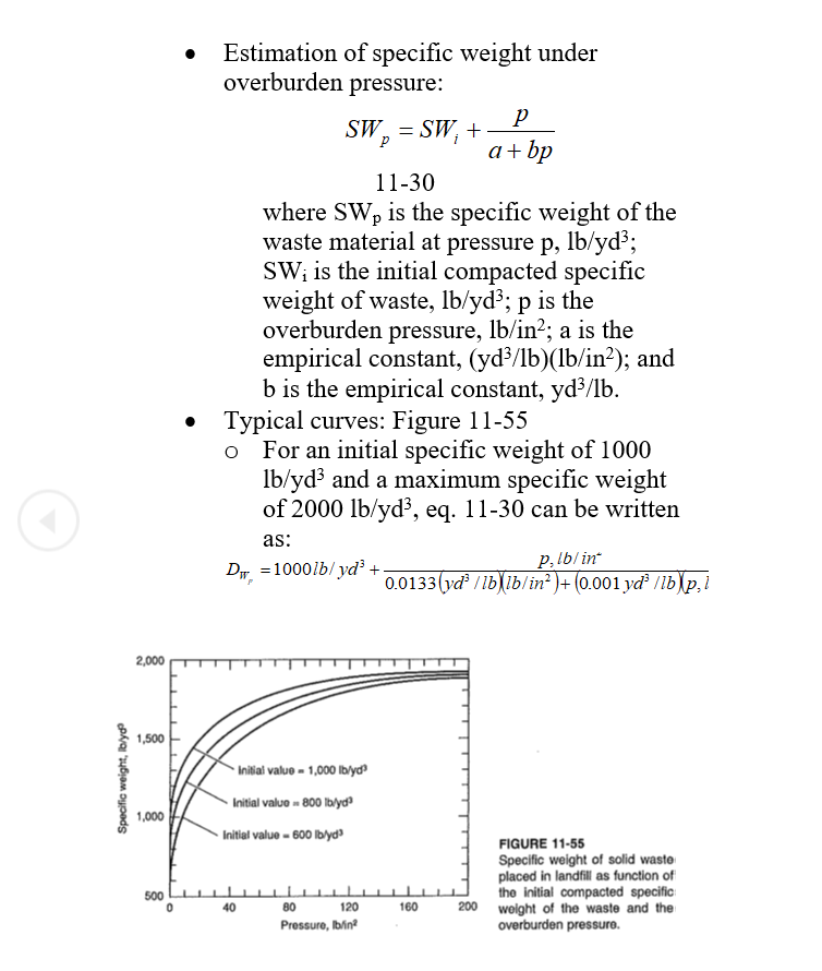 Estimation of specific weight under overburden