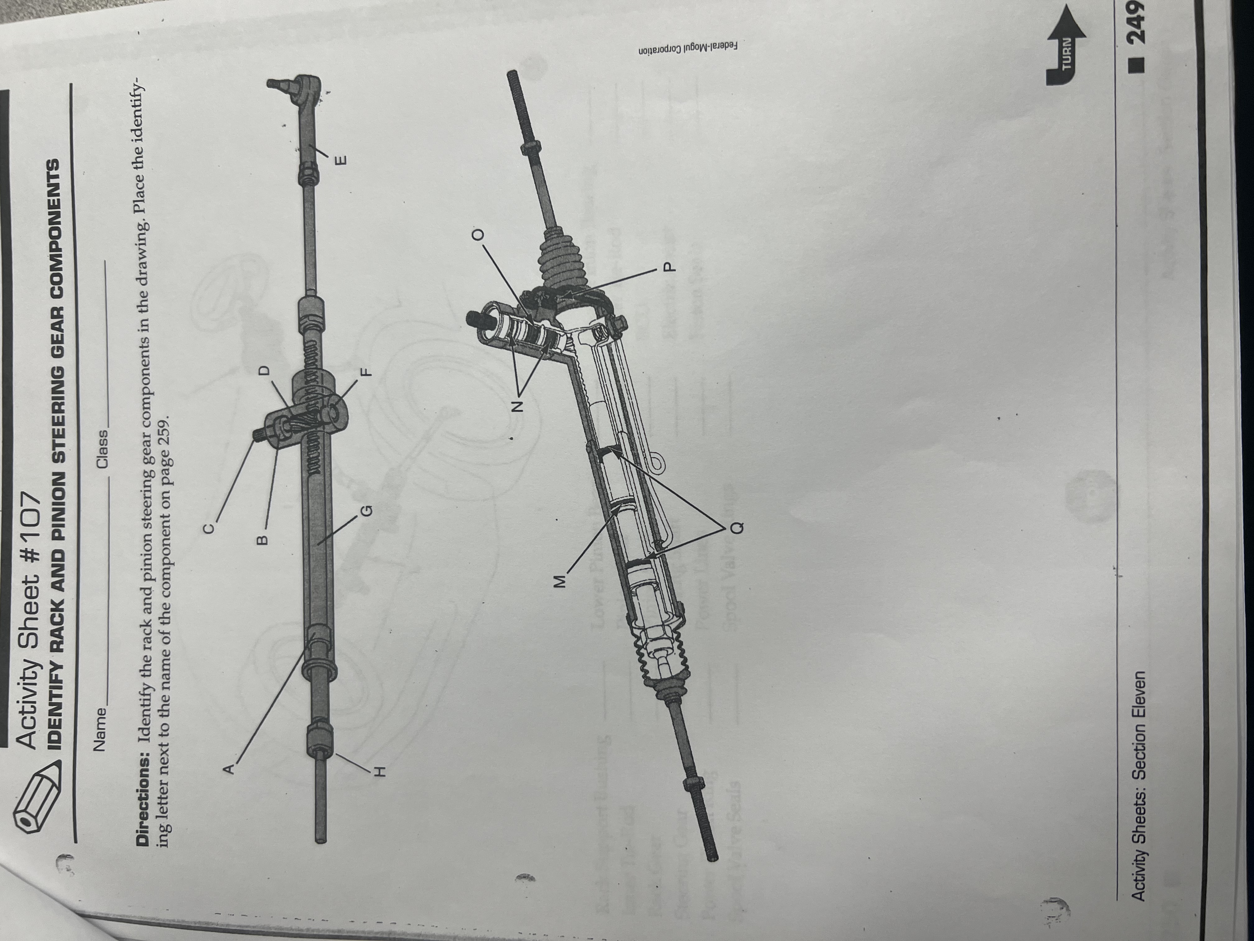 Activity Sheet # 1 0 7 IDENTIFY RACK AND PINION