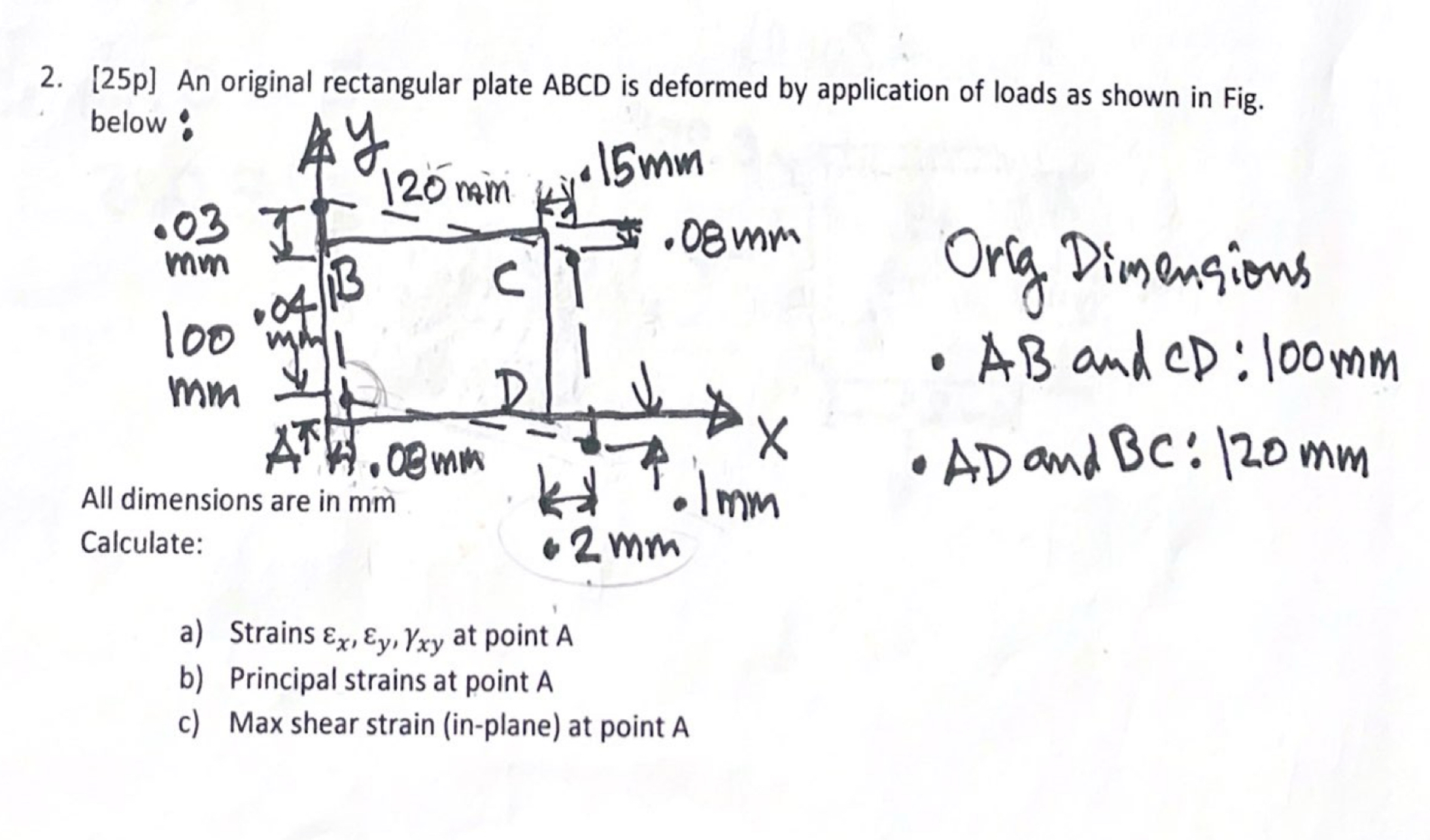 [ 2 5 p ] An original rectangular plate ABCD is