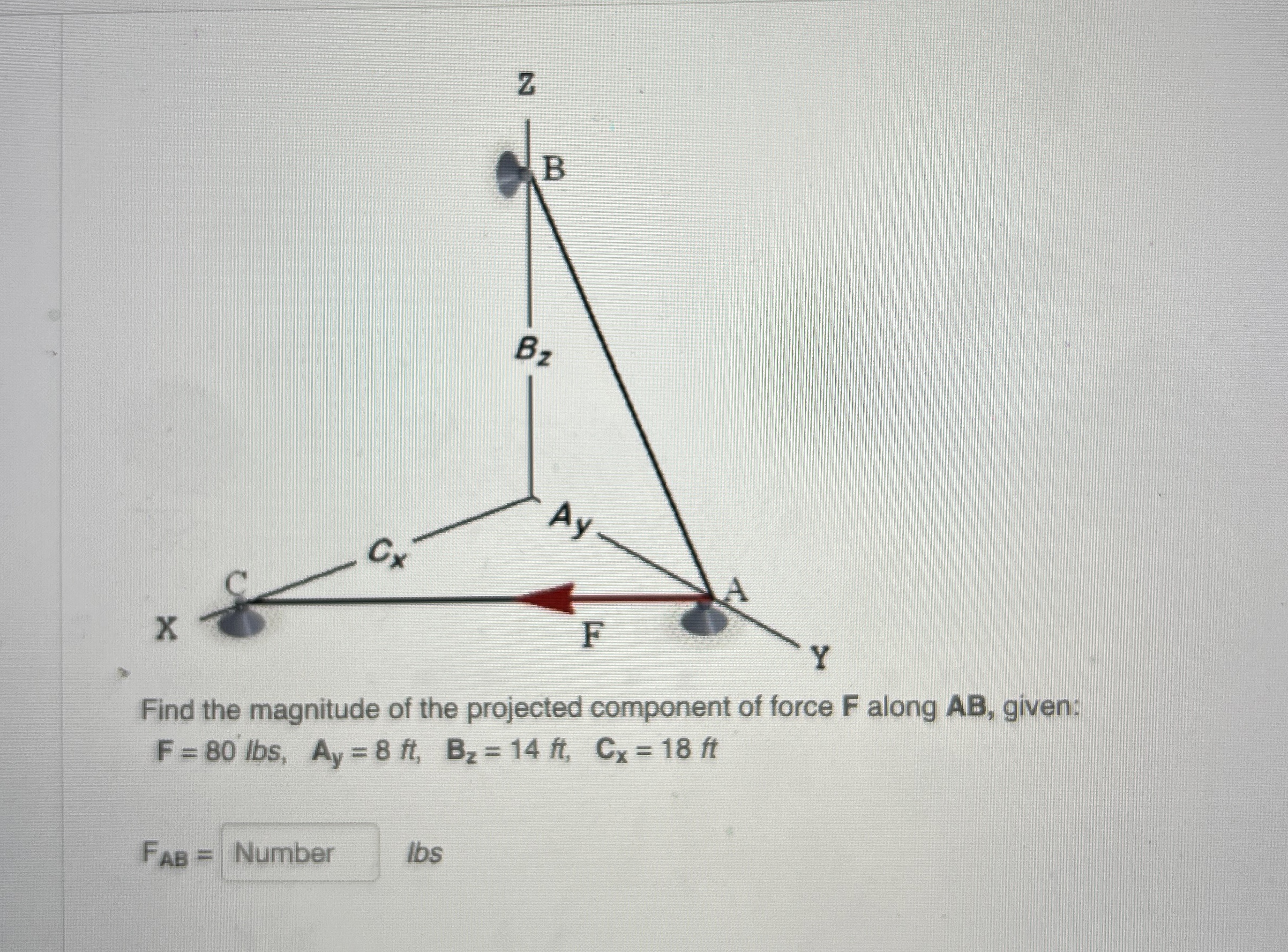 Find the magnitude of the projected component of