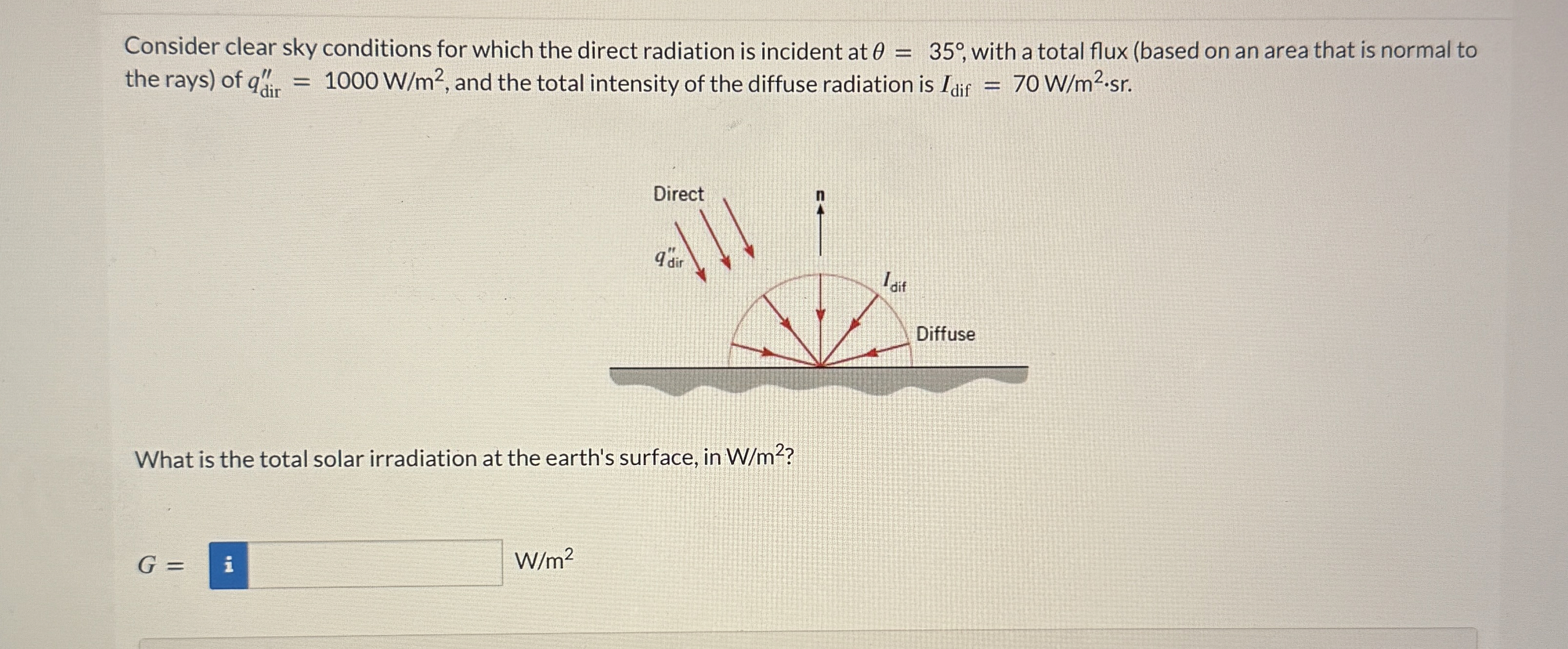 Consider clear sky conditions for which the