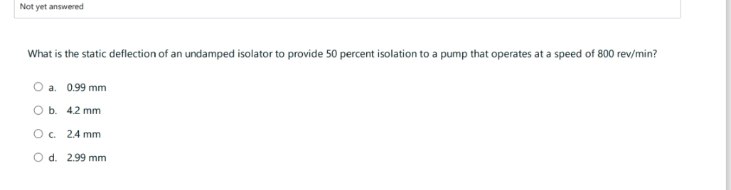 Not yet answered What is the static deflection of