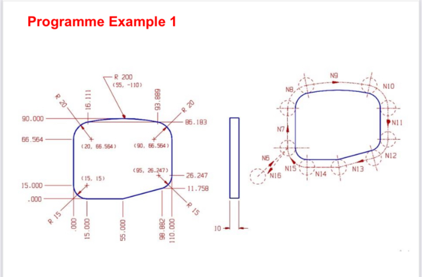 Programme Example 1 Write G code for this mailing