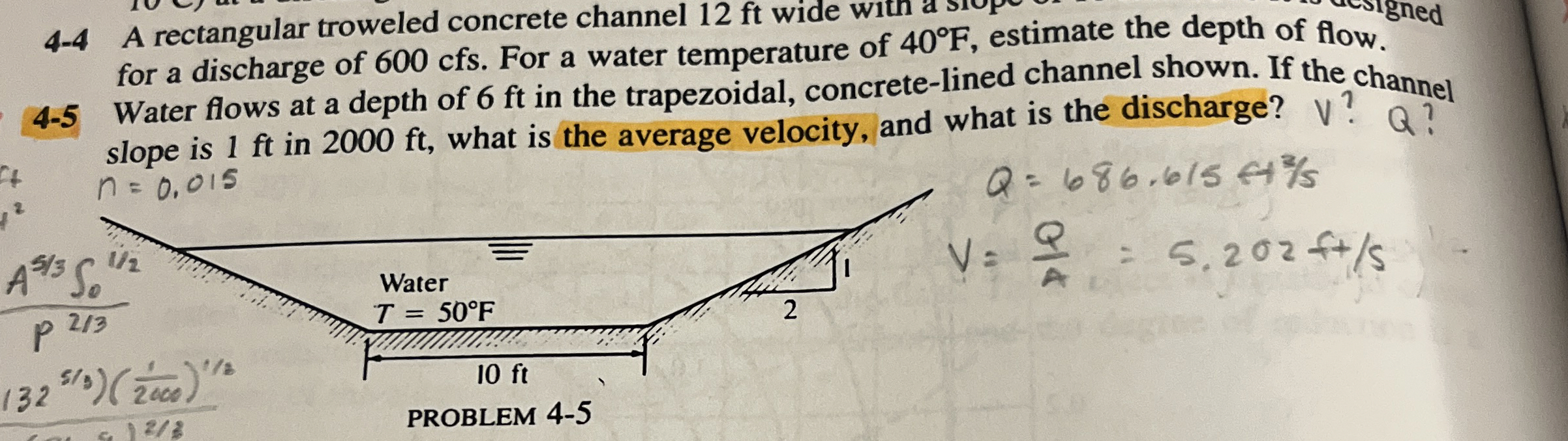 4 - 4 A rectangular troweled concrete channel 1 2