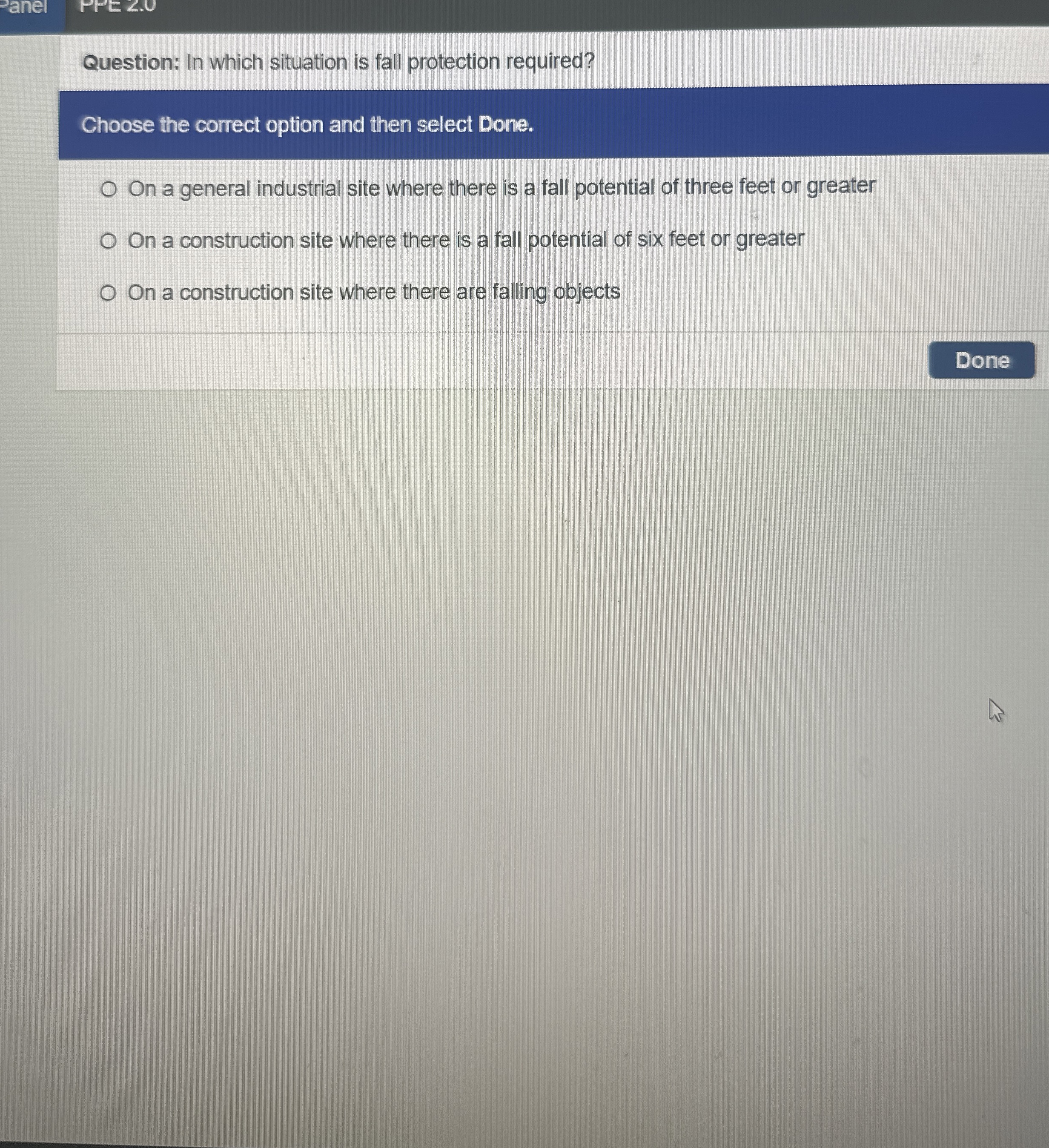 Choose the correct option and then select Done.