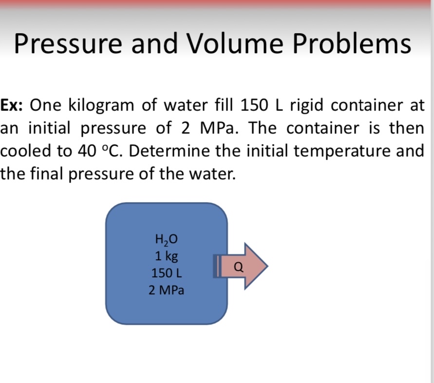 Pressure and Volume Problems Ex: One kilogram of