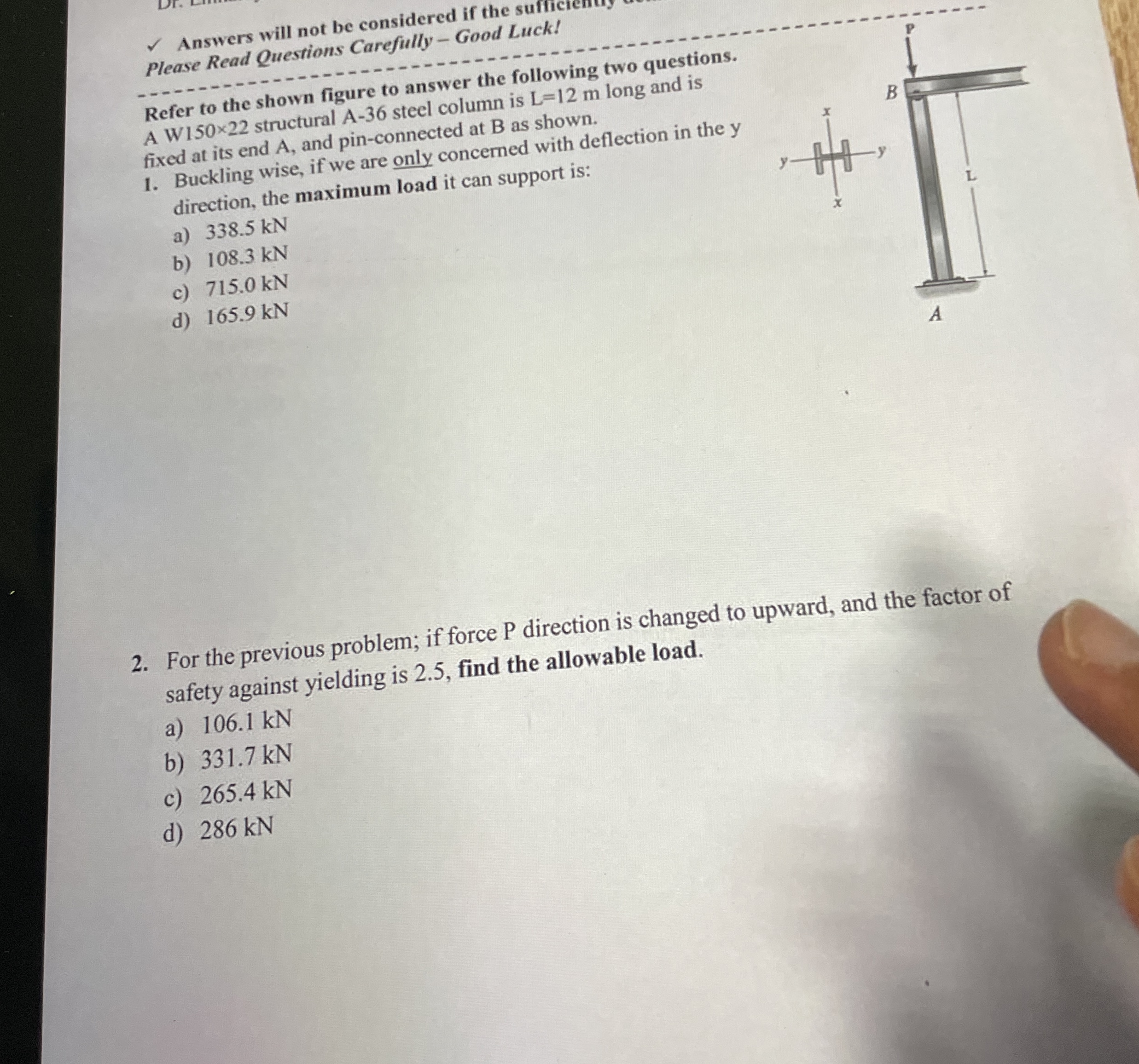 Answers will not be considered if the suffic