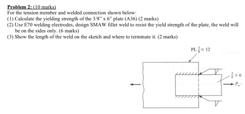 Problem 2 : ( 1 0 marks ) For the tension member