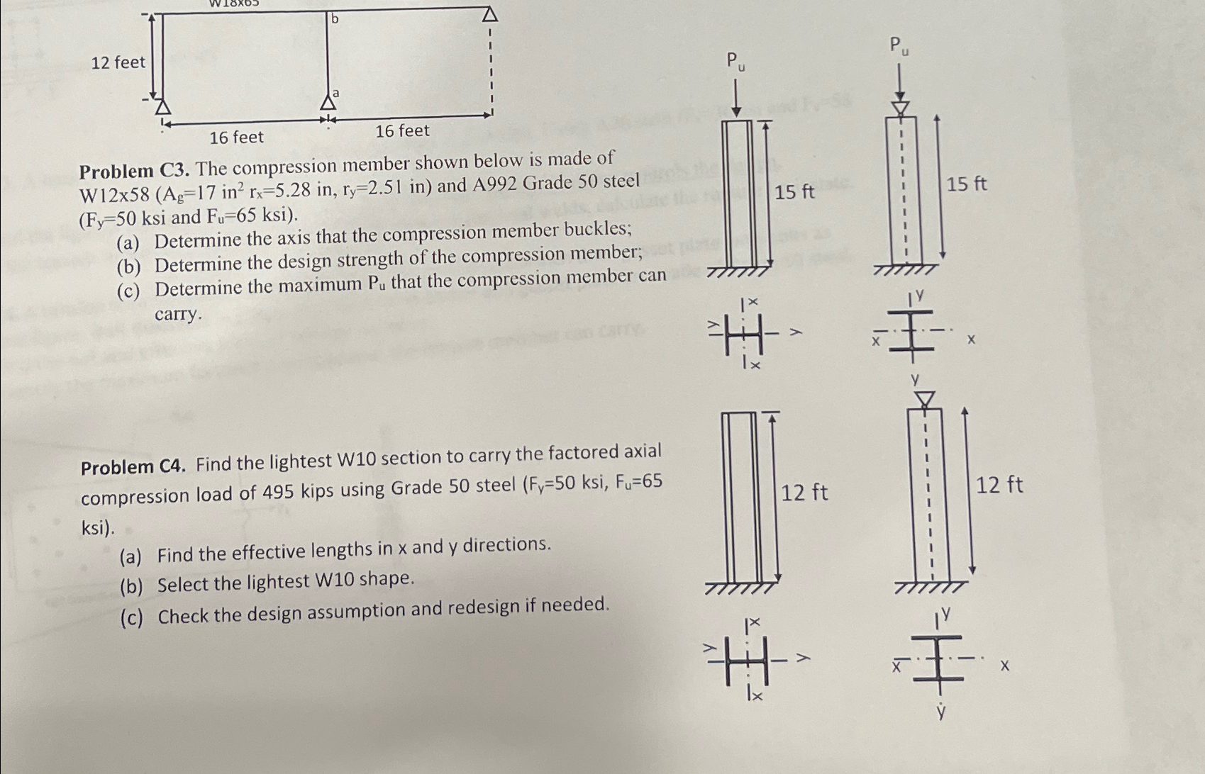 Problem C 3 . The compression member shown below