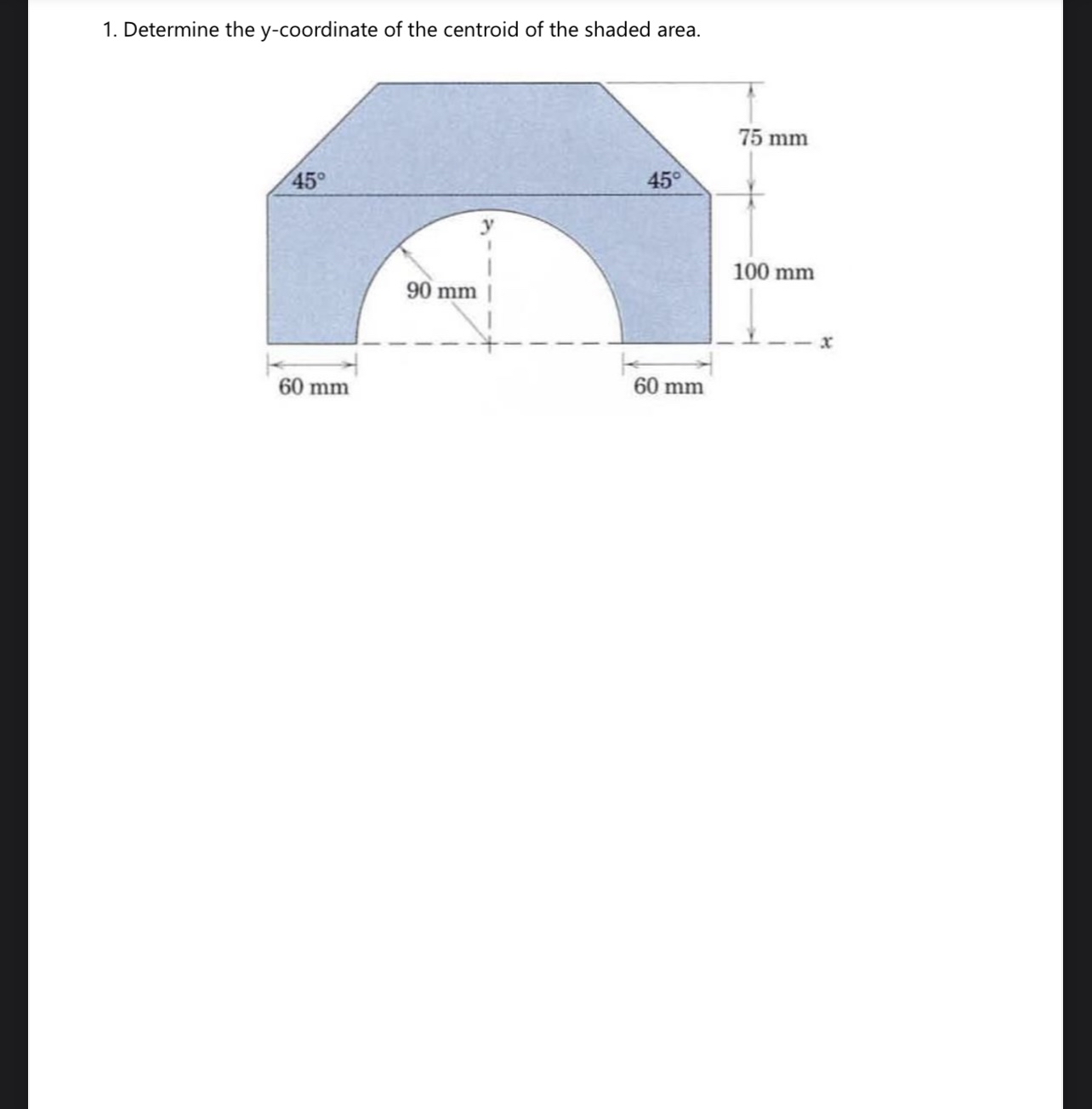 Determine the y - coordinate of the centroid of