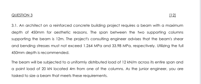 QUESTION 3 [ 1 2 ] 3 . 1 . An architect on a