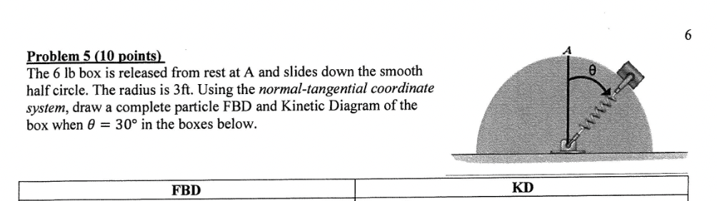 Problem 5 ( 1 0 points ) The 6 lb box is released