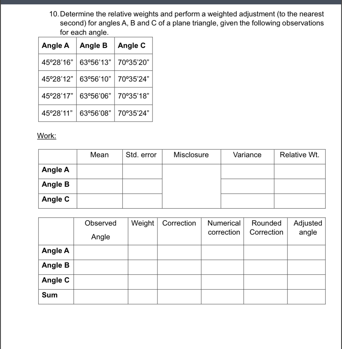 Determine the relative weights and perform a