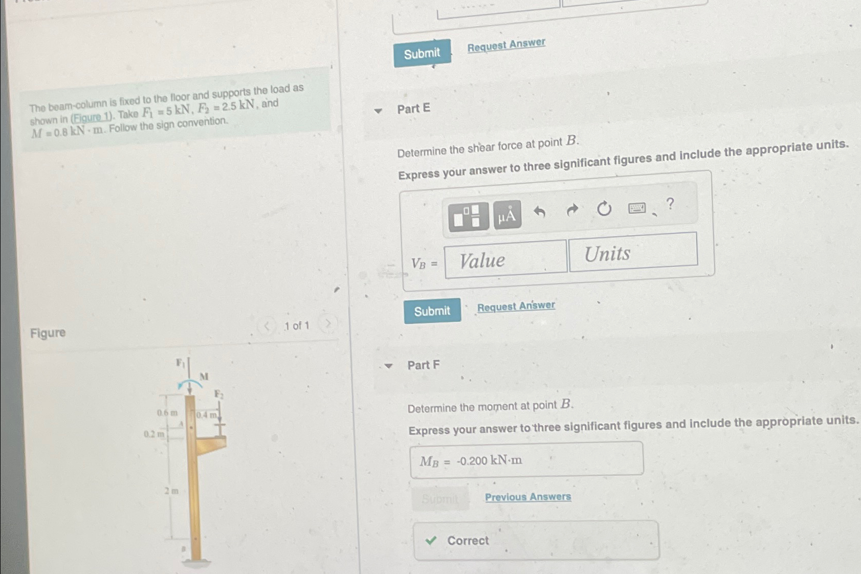 The beam - column is fixed to the floor and