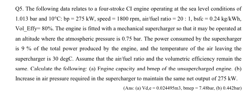 Q 5 . The following data relates to a four -