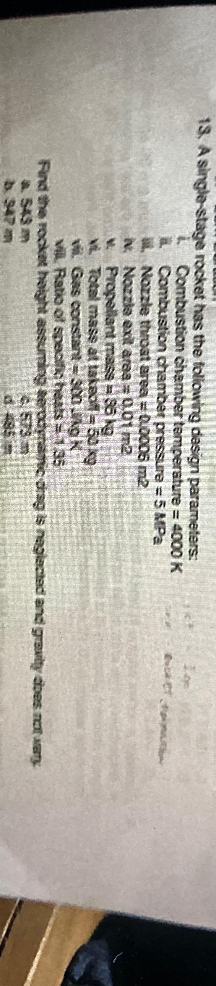 A single - stage rocket has the following design