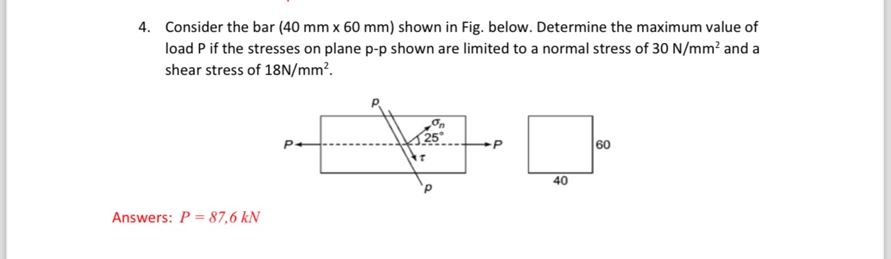 Consider the bar ( 4 0 m m 6 0 m m ) shown in