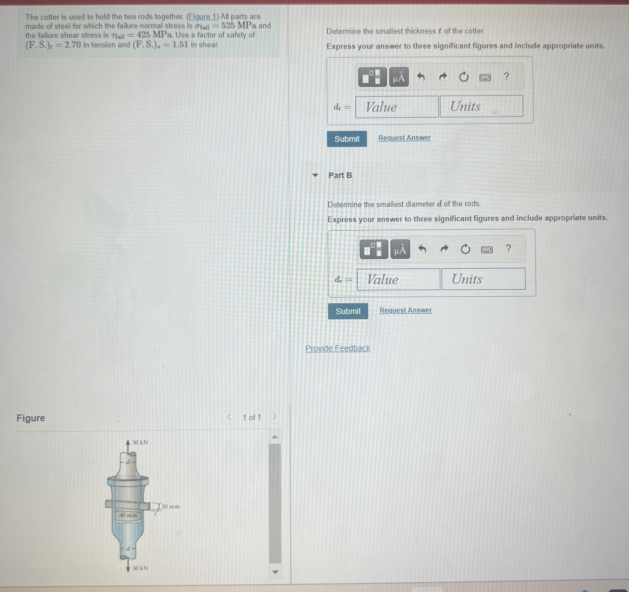 The cotter is used to hold the two rods together.