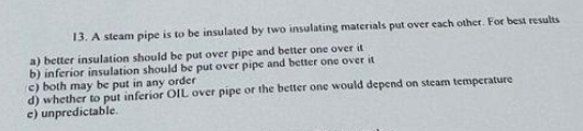 A steam pipe is to be insulated by two insulating