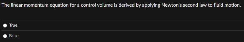 The linear momentum equation for a control volume