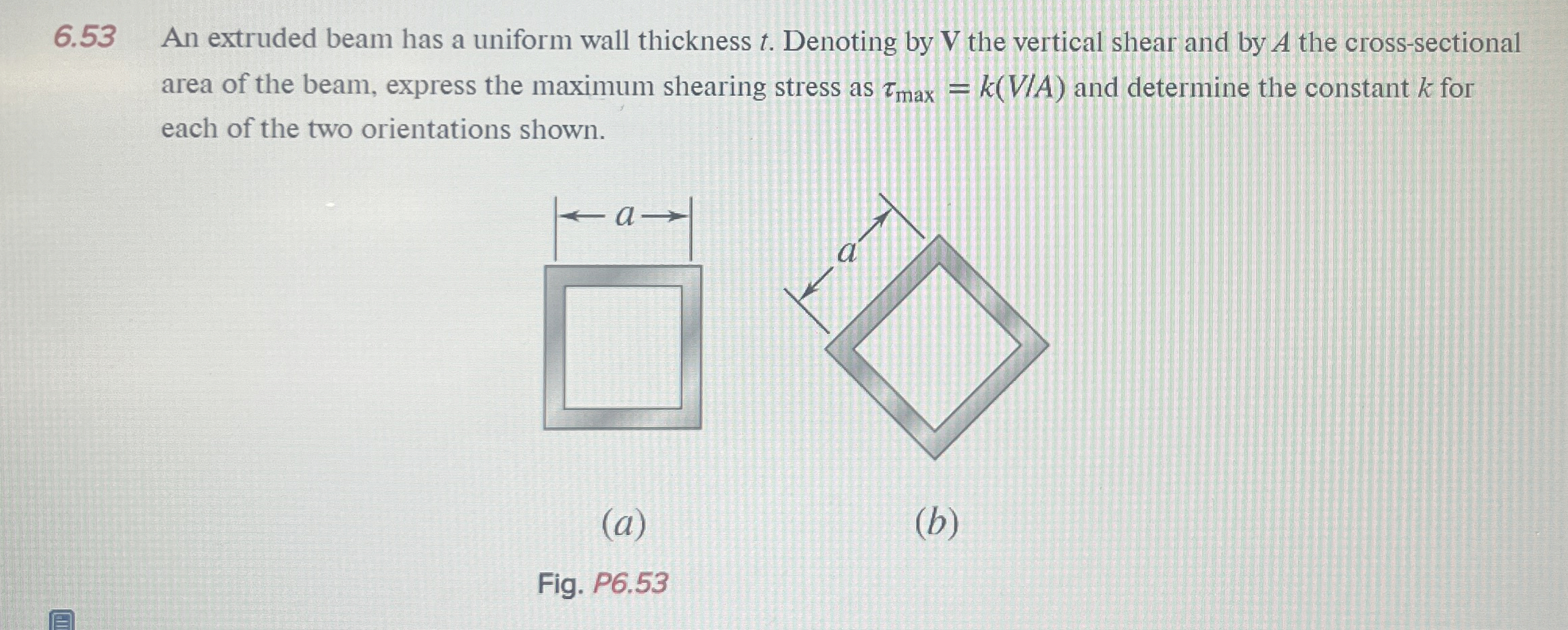 6 . 5 3 An extruded beam has a uniform wall