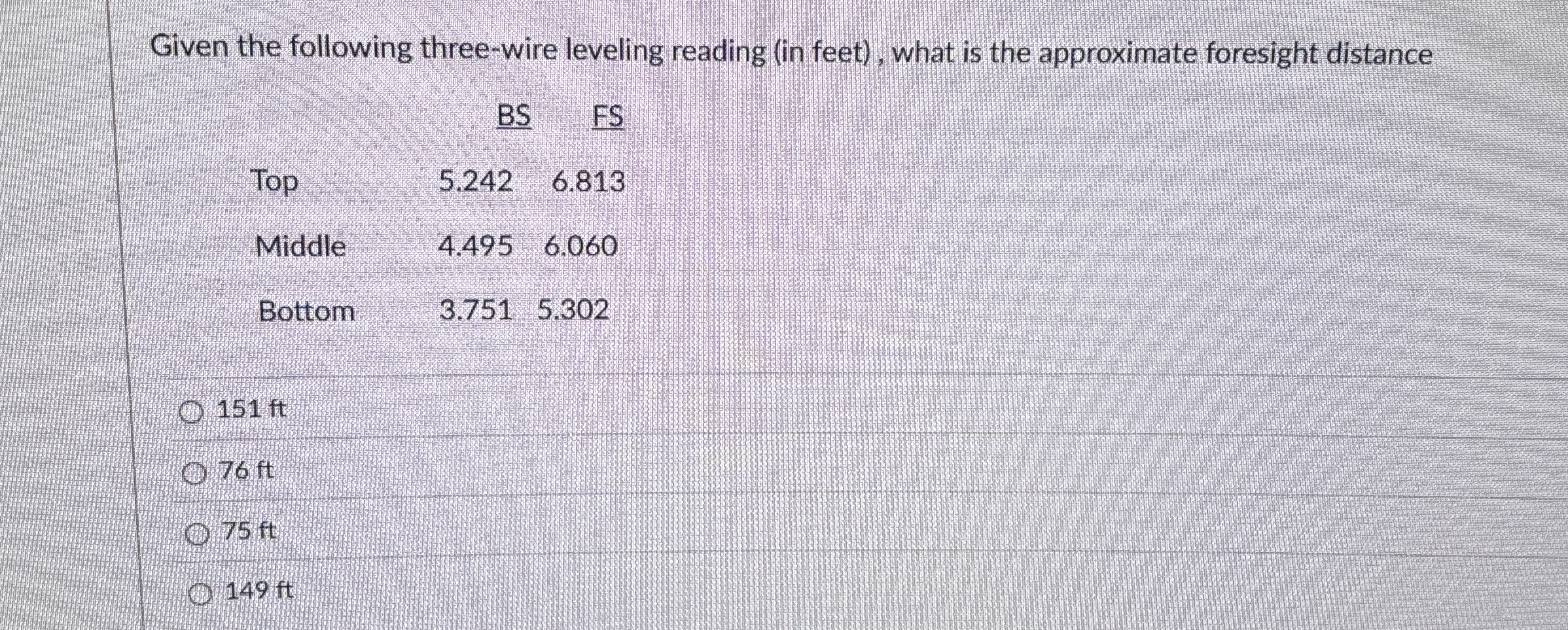 Given the following three - wire leveling reading
