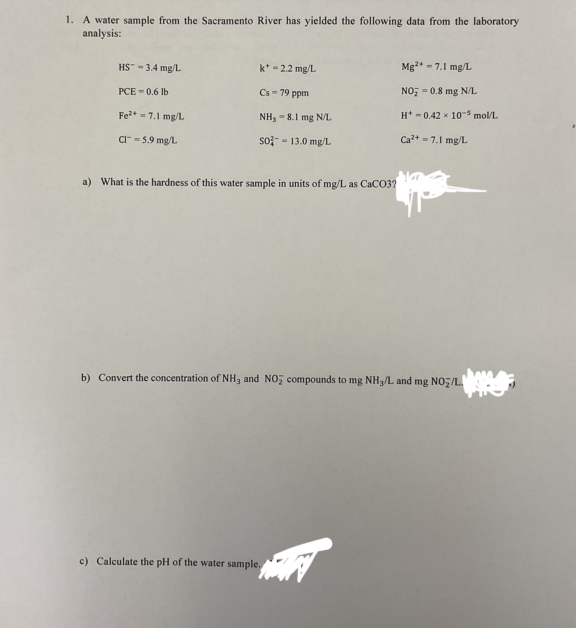 A water sample from the Sacramento River has