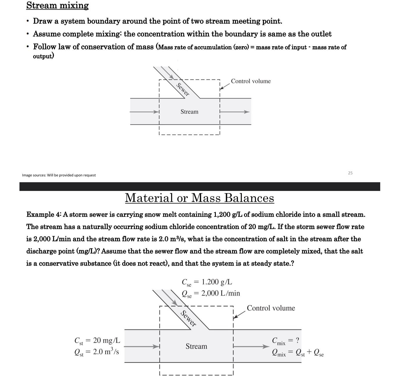 Stream mixing Draw a system boundary around the