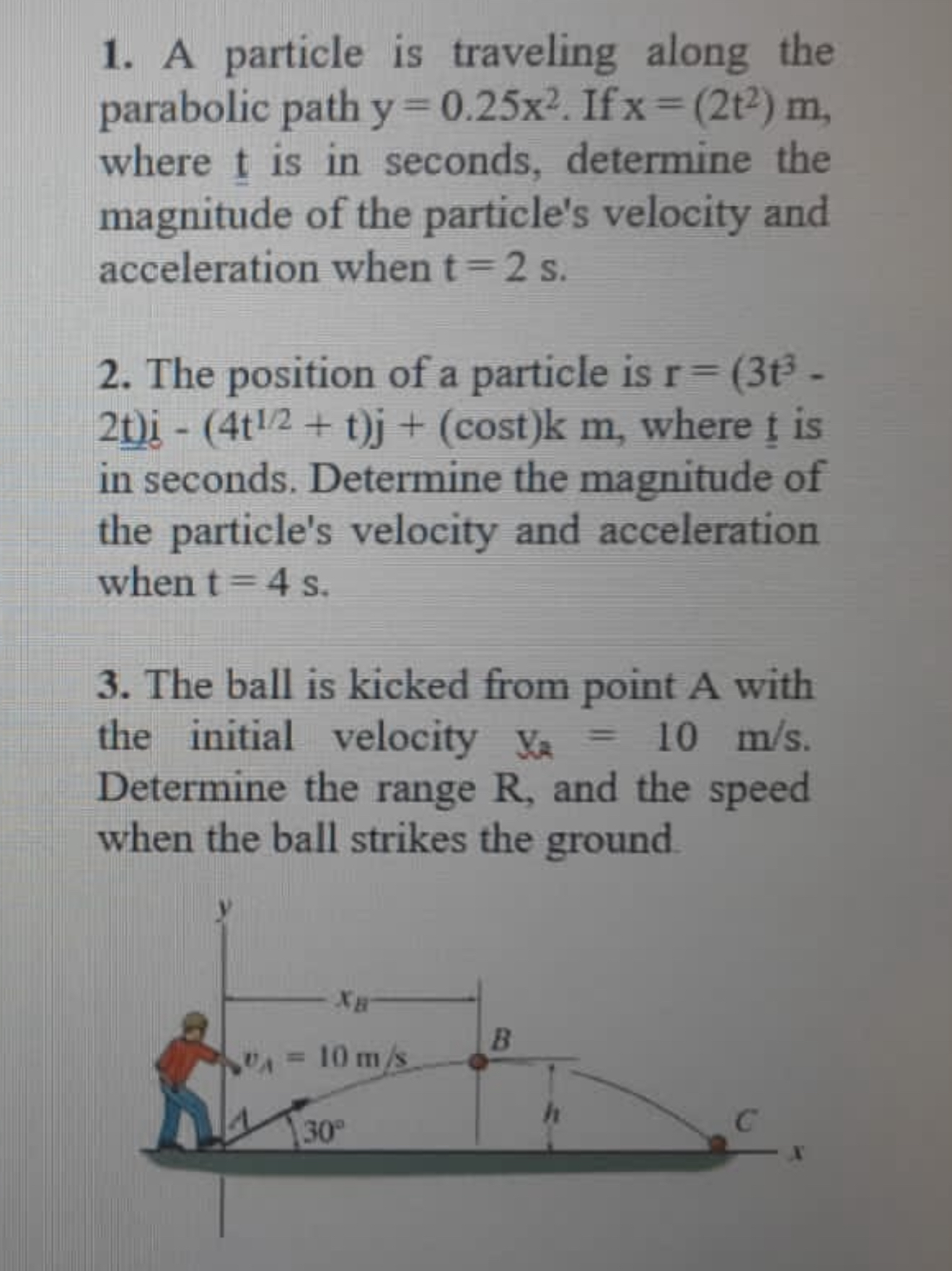 A particle is traveling along the parabolic path