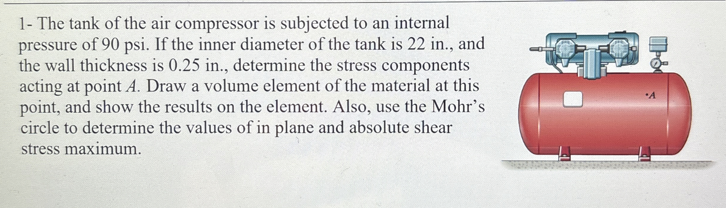 1 - The tank of the air compressor is subjected