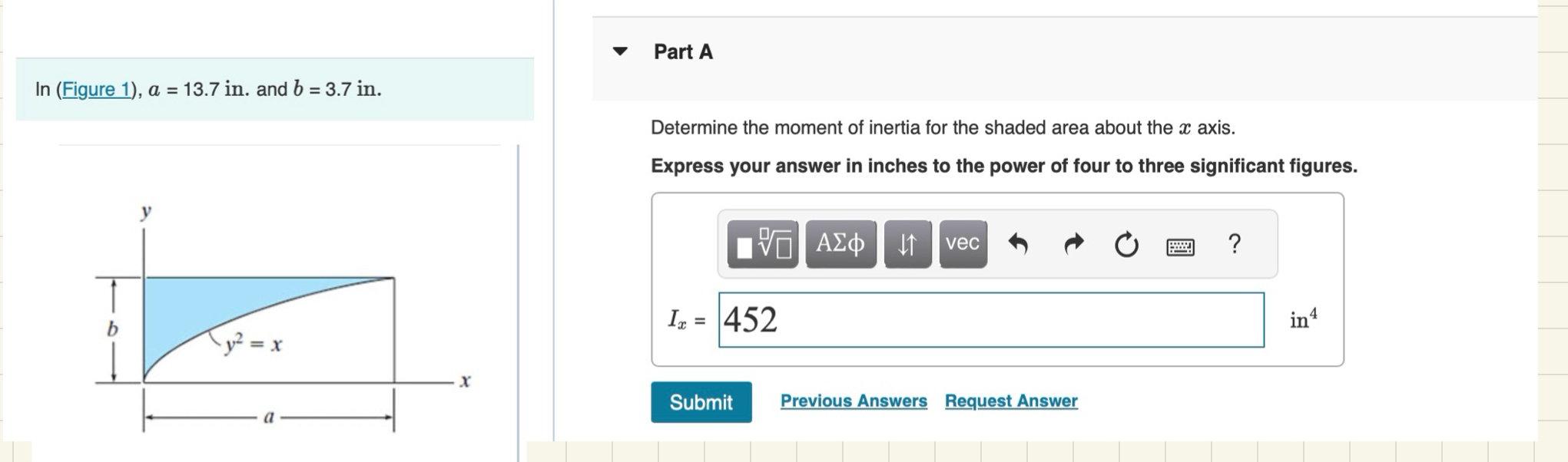 l n ( Figure 1 ) , a = 1 3 . 7 i n . and b = 3 .