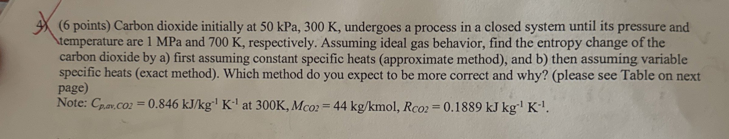 ( 6 points ) Carbon dioxide initially at 5 0 kPa,
