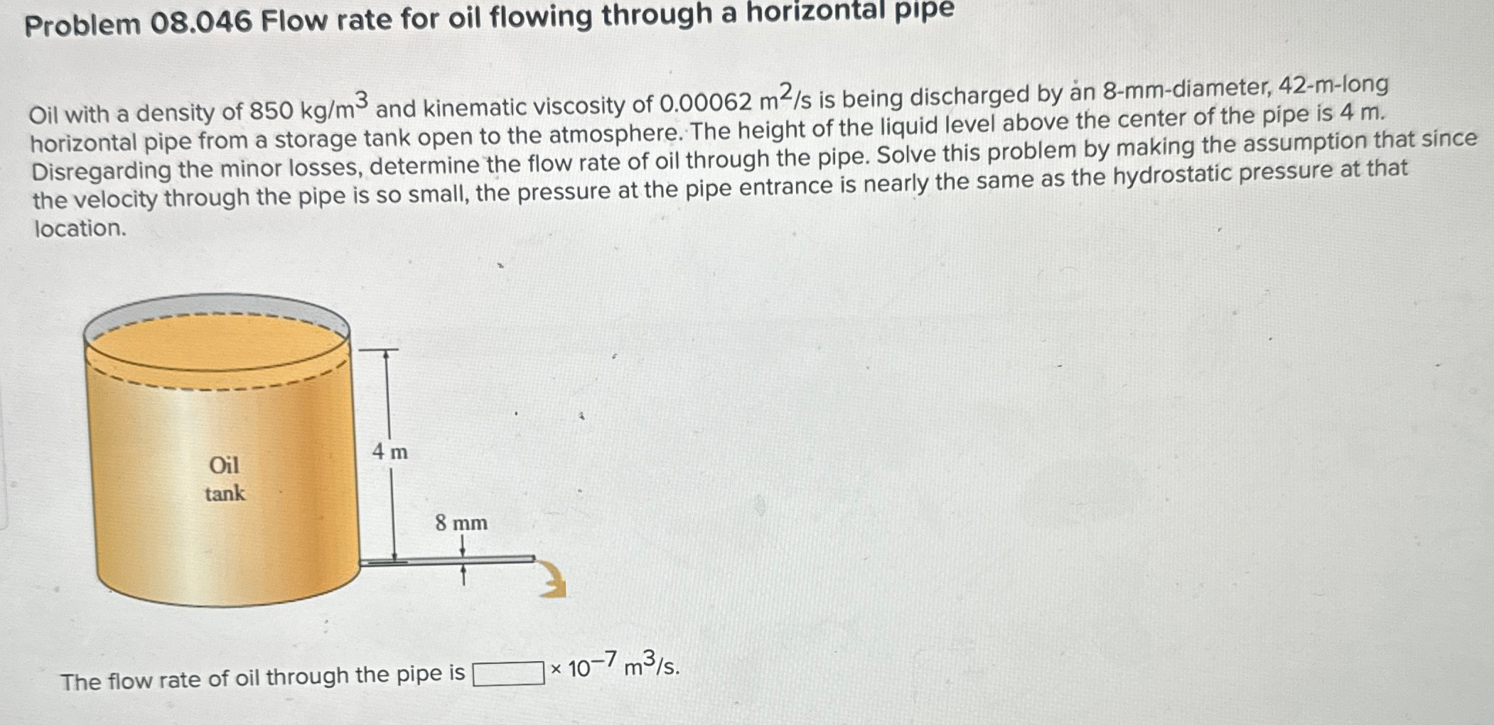 Problem 0 8 . 0 4 6 Flow rate for oil flowing