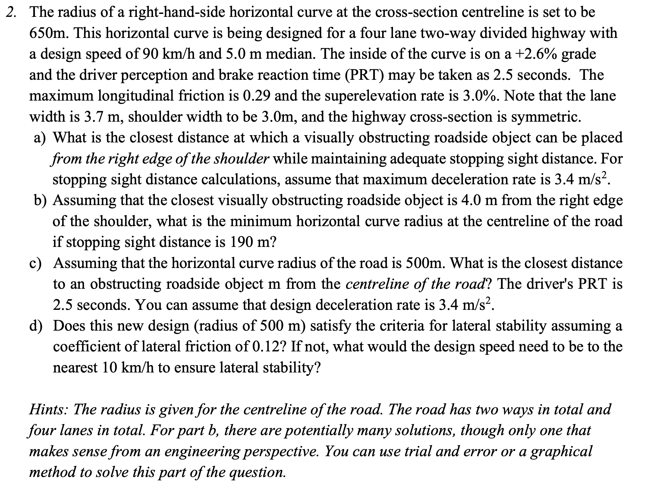 The radius of a right - hand - side horizontal