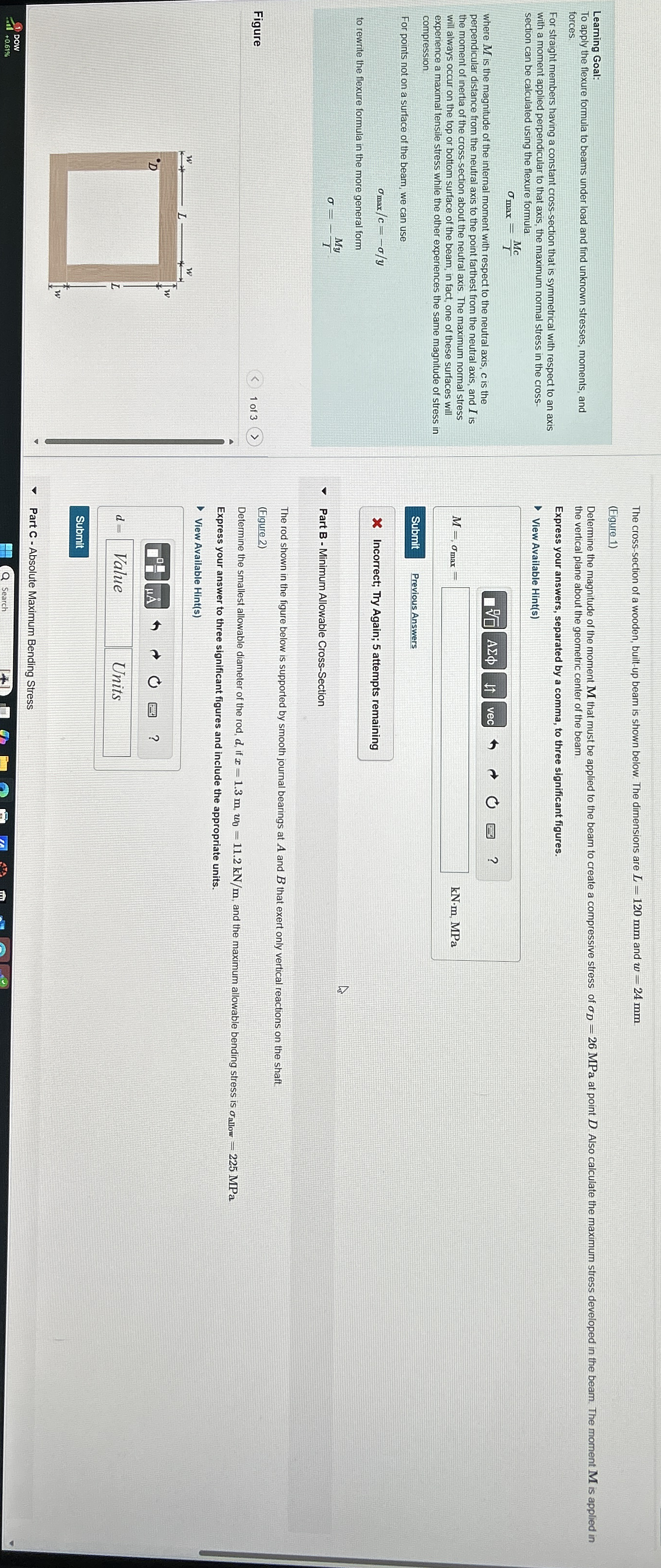 The cross - section of a wooden, built - up beam