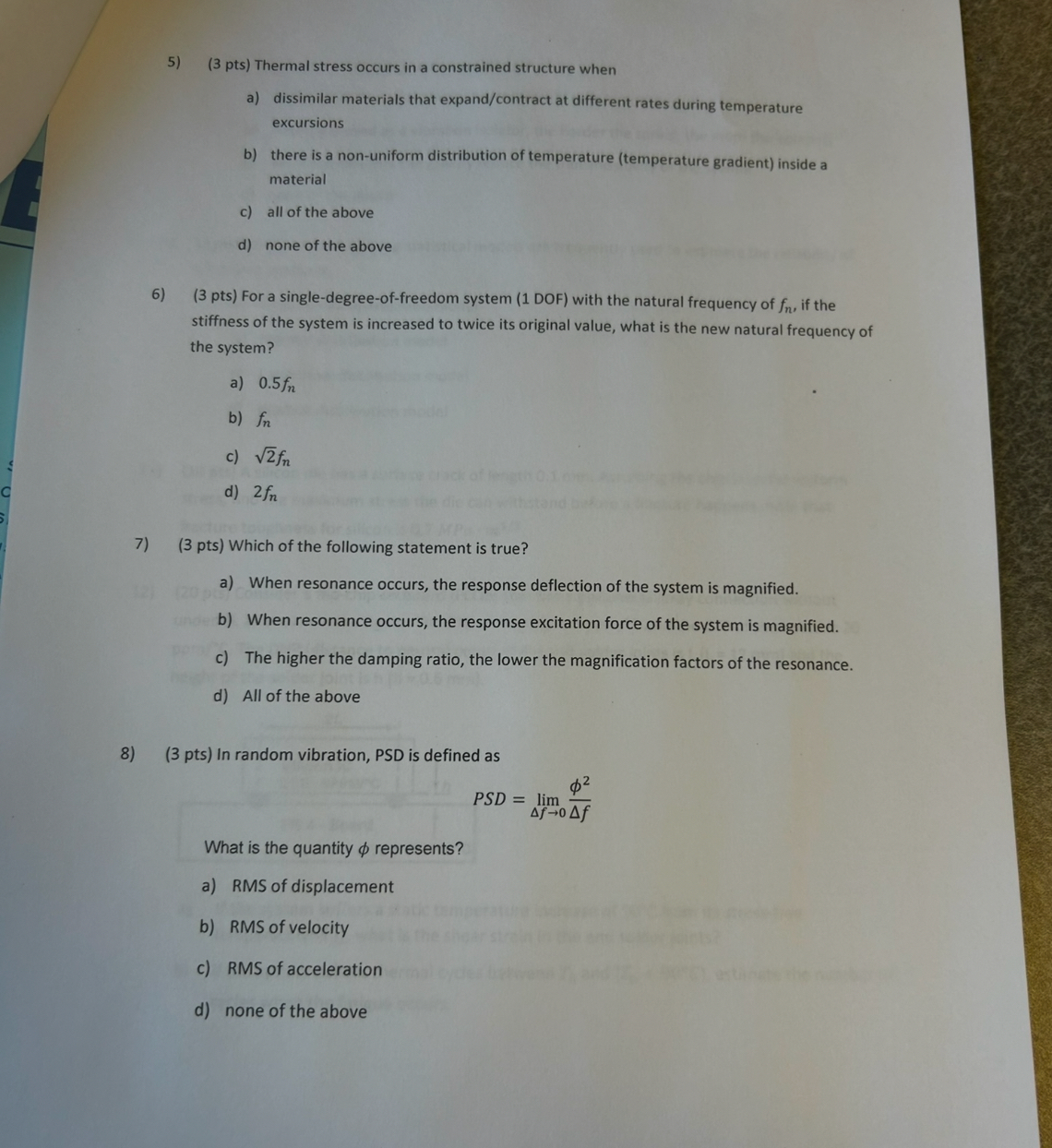 ( 3 pts ) Thermal stress occurs in a constrained