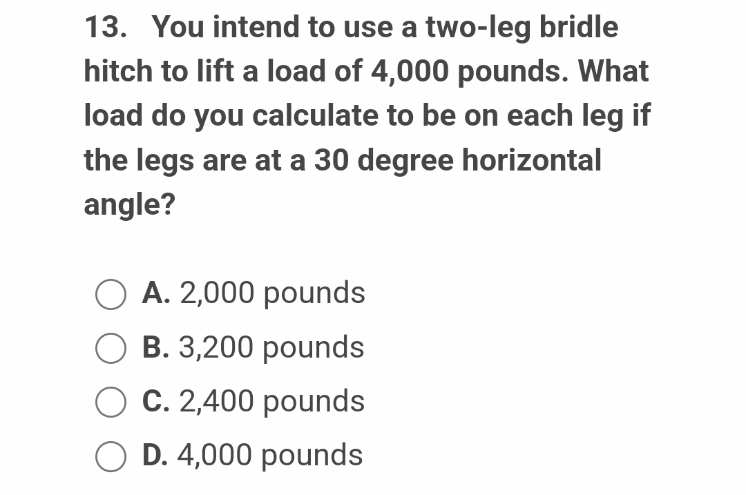 You intend to use a two - leg bridle hitch to