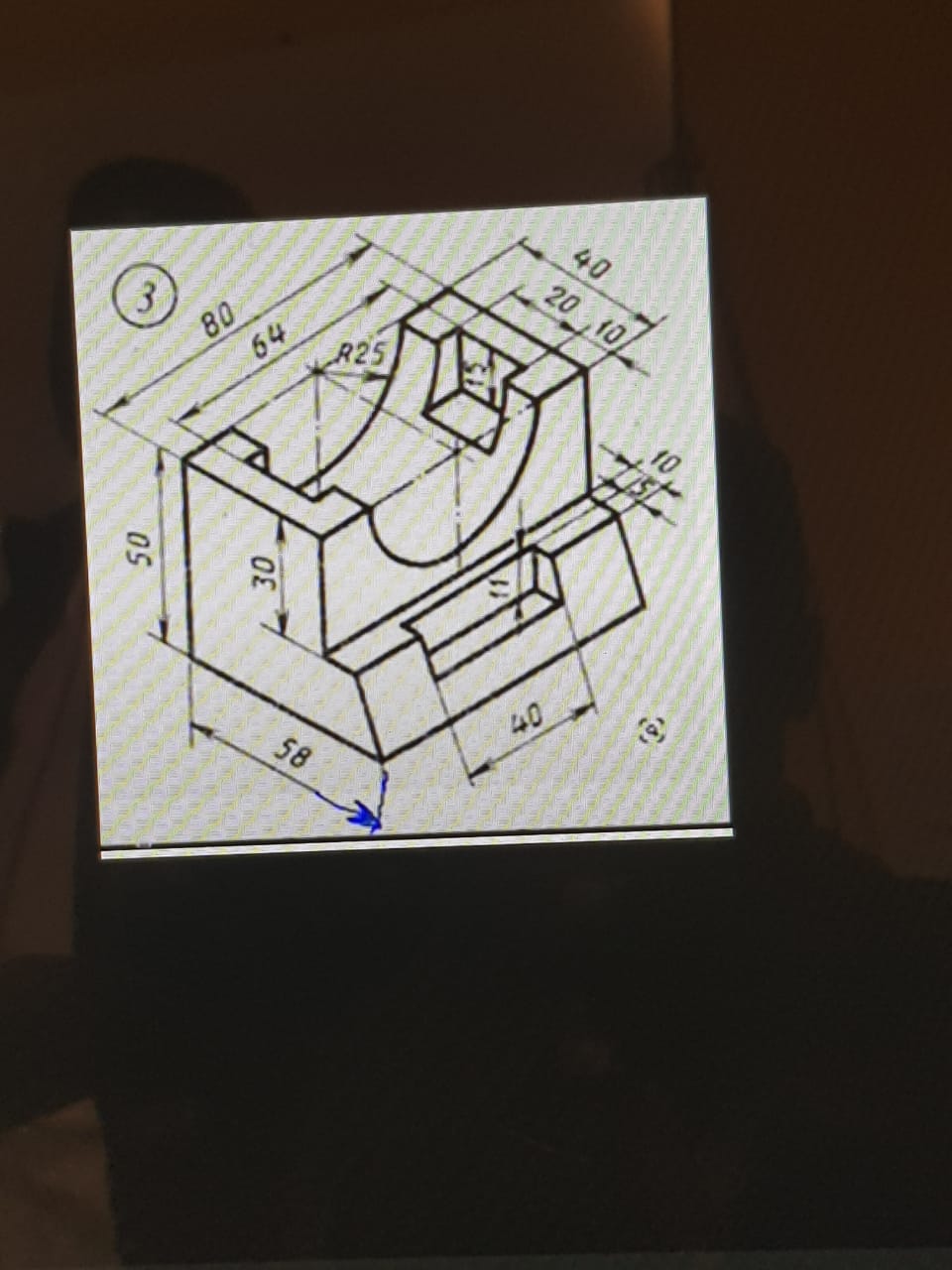 draw front,top and sectionned view