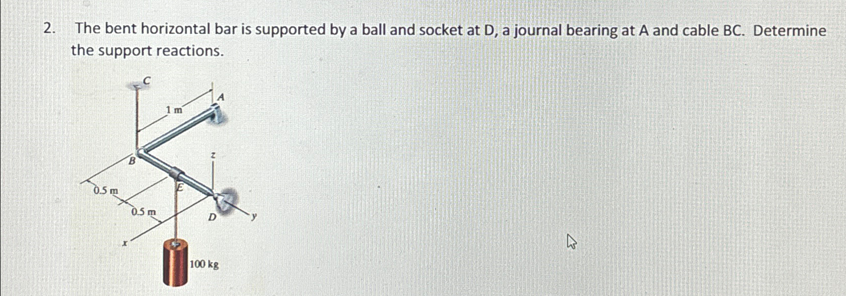 The bent horizontal bar is supported by a ball